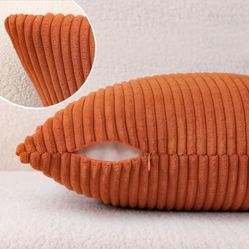 Mecatny Corduroy Fall Throw Pillow Covers 26x26 Set of 2 Burnt Orange - Image 5