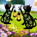 Cat Solar Lights Outdoor, Black Cat Hanging Lantern Waterproof Garden Decor by ANGMLN