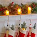 Minetom Christmas Stocking Holders for Mantle LED Set of 3, Flickering Flameless Votive Candles Stocking Hangers for Fireplace, Candle Stocking Hook for Counter Mantle Decoration by Minetom