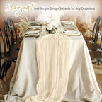 14 Pack Ivory Cheesecloth Table Runner 17x108 Inch Semi Sheer Boho Gauze Cheese Cloth Fabric Table Runners, for Wedding Party Baby Shower Birthday Home Decor Garden Farmhouse - Image 6