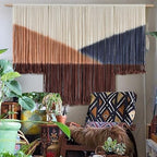 Jakalin Macrame Wall Decor Geometric Dip Dyed Tapestry Home Decor 57"x39" - Image 2