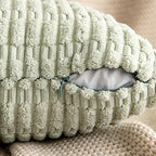 MIULEE Euro Sham Corduroy Decorative Throw Pillow Covers 24x24 Light Green - Image 2