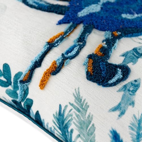 JWH Blue Crab Embroidered Throw Pillow Cover, Summer Pillowcase, 18x18 Inch - Image 7