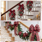 Daifunli 8 Pcs Buffalo Plaid Christmas Ball Tree Picks 7.87 Inch Xmas Picks - Image 3