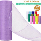 Timgle 12 Rolls Easter Deco Mesh Ribbon for Wreath Making 6 Inch x 30 Feet Each Roll Poly Metallic Foil Deco Mesh Ribbons for DIY Crafts Easter Christmas Spring Summer Party Decor (Fresh Color) - Image 2