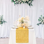 Gold Table Runners 10 Pieces 12x72 Inch Glitter Dining Table Runner Sequin Table Cover Runners for Party Wedding Birthday Bridal Shower Decorations - Image 2