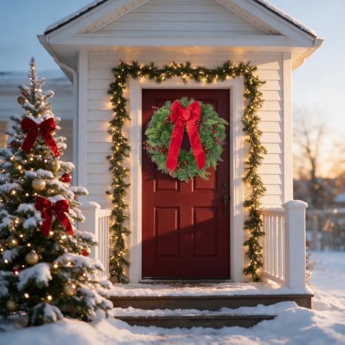 SHACOS Artificial Christmas Wreath 24" Red Berry Wreaths - Image 5