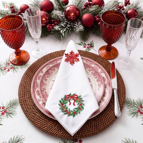 HunnmingRe 12 Pcs Christmas Red and Green Cloth Napkins Set 17x17 Inch - Image 4