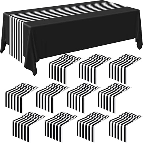 Breling 12 Pack Black and White Striped Table Runner, 12 x 108 Inches by Breling