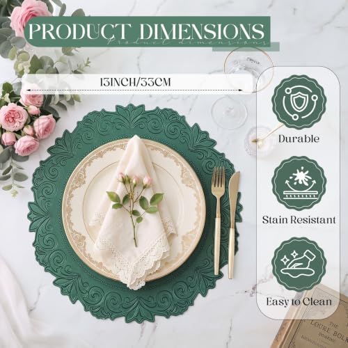 100 Pcs Paper Placemats Round Disposable Table Mats, Dark Green - Image 2