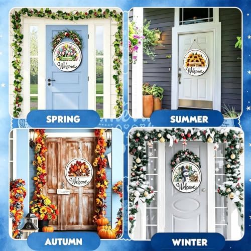 16 Pcs Interchangeable Welcome Sign for Front Door, Wood Hanging Decor，1 - Image 6