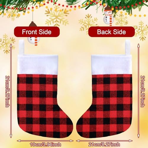 Skylety 36 Pcs Christmas Stockings Bulk Buffalo Plaid Xmas Tree Ornaments - Image 3