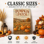 Decorative Tin Sign Vintage Metal Tin Sign Rustic Pumpkin Patch Country Farm Landscape Fall Wall Decor for Farmhouse Kitchen Porch Garden Shed 12×16 Inches with Metal Frame - Image 2