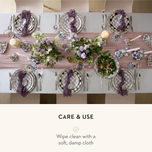 MACKENZIE-CHILDS Pillar Candlestick, Large, Purple-and-White Violet Check - Image 5