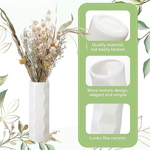 Didaey 10 Pack Composite Plastic Flower Vases Bulk White Small Boho Floral Vases for Dried Flower Bouquet Pampas Grass Centerpieces Fall Wedding Party Living Room Decor(Stylish) - Image 3
