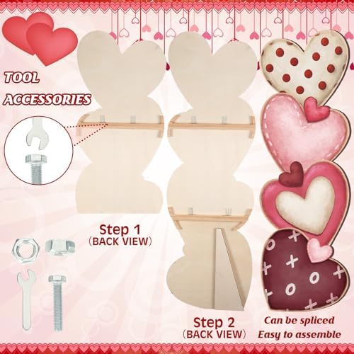 Yerliker 39 Inch Valentine's Day Stacked Heart for Home Front Porch Decor Wood Heart Outdoor Decor Valentine's Day Sign for Yard Front Door Garden Patio Outdoor - Image 6