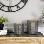 Northlight Twisted Iron Pillar Candle Holders 10.25" Gray Gold Finish Set 2 - Image 3