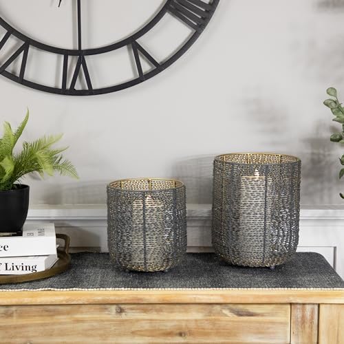 Northlight Twisted Iron Pillar Candle Holders 10.25" Gray Gold Finish Set 2 - Image 3