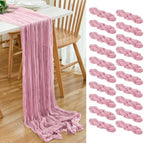 20 Pack Light Pink Cheesecloth Table Runner 17x108 Inch Boho Wrinkled Sheer Gauze Cheese Cloth Table Runner Bulk Decor for Wedding, Bridal Shower, Birthday Party by Dspoot