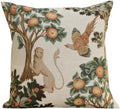 Medieval Lion and Pheasant Forest White Tapestry Pillow Cover 19 x 19 in by CCharlotteHomeFurnishings