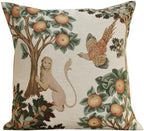 Medieval Lion and Pheasant Forest White Tapestry Pillow Cover 19 x 19 in by CCharlotteHomeFurnishings