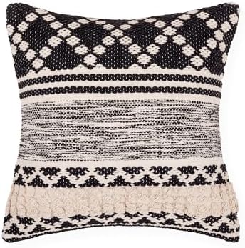 · REDEARTH · Textured Handwoven Throw Pillow Cases - Mosaic Trellis Black - Image 3