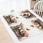 Country Flower Spring Placemats Set of 6, 12x18 Inch Farmhouse Floral Summer Table Place Mat Rustic Washable Non-Slip Heat Resistant Fabric Placement Mats for Dining Kitchen Indoor Outdoor Decor - Image 2
