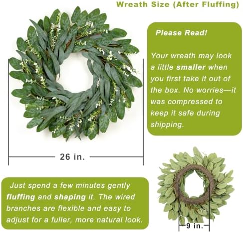 Summer Wreath for Front Door, 26 in Olive Eucalyptus - Image 5
