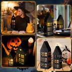 SiliFine 2 Pcs Halloween Haunted House Lanterns with 2 Candles, 9.44", 7" - Image 6