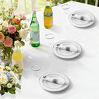 M MCIRCO ﻿175 Piece Silver Dinnerware Set,25 Silver Rim Plastic Plates, 25 Cups,25 Pre Rolled Napkins with Plastic Silverware, Disposable Dinnerware Set for 25 Guest - Image 6