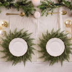Christmas Placemat Set of 6 Artificial Cypress Leaf Wreath Charger - Image 4