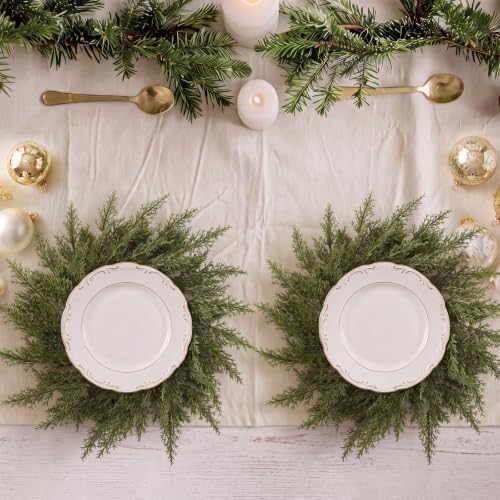 Christmas Placemat Set of 6 Artificial Cypress Leaf Wreath Charger - Image 4