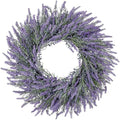 26 Inch Large Lavender Wreaths for Front Door Outside Summer Spring Wreaths for Front Door Floral Wreath All Season for Wedding Farmhouse Porch Wall Room Home Decor by LZNPAArtificialPlants