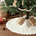 36 inch Christmas Tree Skirt: Chunky Knit Tree Skirt for 6ft Tree, Crochet Cream White Small Tree Skirt, Vintage Tree Skirts, Rustic Farmhouse Christmas Decorations - Image 6