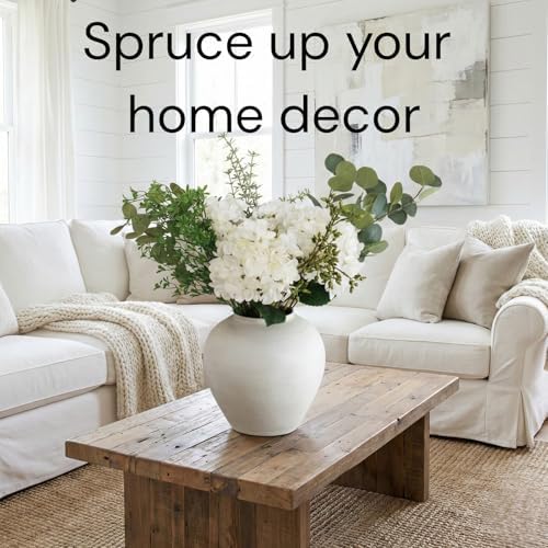 Faux Arrangement - Eucalyptus & White Hydrangea Flowers, Large Artificial Floral Greenery Centerpieces for Tables, Modern Farmhouse Decor for Dining Room, Kitchen & Coffee Table, 30 inches Tall - Image 5