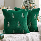 MIULEE Christmas Decorative Faux Fur Pillow Covers 18x18 Inch Green White by MIULEE