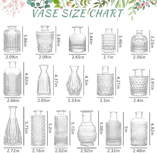SUPMIND 16Pcs Clear Glass Bud Vase, Small Flower Vase for Centerpieces Bulk - Image 2