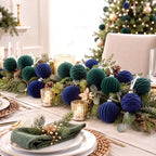 24 Pcs Velvet Christmas Ornament Vintage Ball Bulk, Blue Green - Image 5