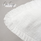 Foindtower Decorative Linen Fringe Throw Pillow Covers 20×20 Inch,White - Image 3
