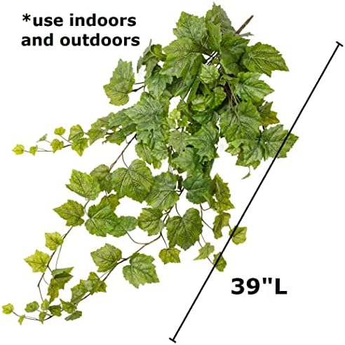 Factory Direct Craft Grape Leaf Cascading Artificial Ivy Vine Bush Greenery - Indoor/Outdoor Tuscany Vineyard Winery Hanging Grape Leaves Plant for Home Porch or Patio Decor (39" L) - Image 2