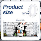 16x7 ft Peeking Easter Bunny Banner for Two Car Garage - Fits Double Garage Door, Whimsical Bunny Behind Wall with Eggs Large Backdrop, Spring Yard Sign & Photography Background - Image 2