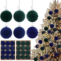 24 Pcs Velvet Christmas Ornament Vintage Ball Bulk, Blue Green by Junkin