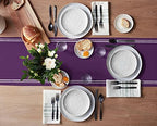 Smile Sunflower Deep Purple Table Runner, Burlap Table Runners 120 inches Long,Farmhouse Style Solid Color Table Runner for Wedding Holiday Party Dinner,Dresser Scarf Decor - Image 3
