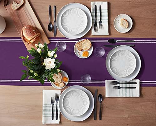 Smile Sunflower Deep Purple Table Runner, Burlap Table Runners 120 inches Long,Farmhouse Style Solid Color Table Runner for Wedding Holiday Party Dinner,Dresser Scarf Decor - Image 3