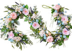 70 Inch Spring Garland, Pink Peony & Blue Daisy Artificial Garlands with Lavender & Eucalyptus,Flower Garland for Wedding Arch Mantel Table Front Door Window Home Decor by vivimemo