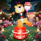 Valentines Day Inflatables Outdoor Decorations 6FT Giant Valentine Rotating Bear Inflatable Blow Up Decoration Valentine’s Day Decor with LED Lights for Sweet Party Wedding Home Yard Lawn by VIONMI