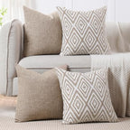 HPUK Throw Pillow Covers 18x18, Set of 4, Light Brown Couch Pillow Covers - Image 7