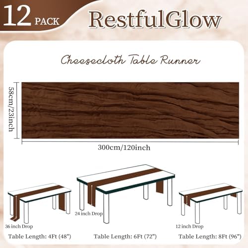 12 Pack Brown Cheesecloth Table Runner 10Ft 23 x 120 Inch - Image 2