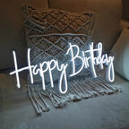 Happy Birthday LED Neon Signs Transparent Acrylic Lights Decor for Wedding Birthday Party Wall Home Bedroom Room Art Decoration with USB Light Modulator 5V by Unknown