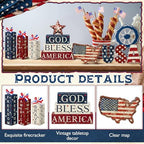 FoldTier 11 Pcs Patriotic Tiered Tray Decor Vintage 4th of July Table Sign - Image 5